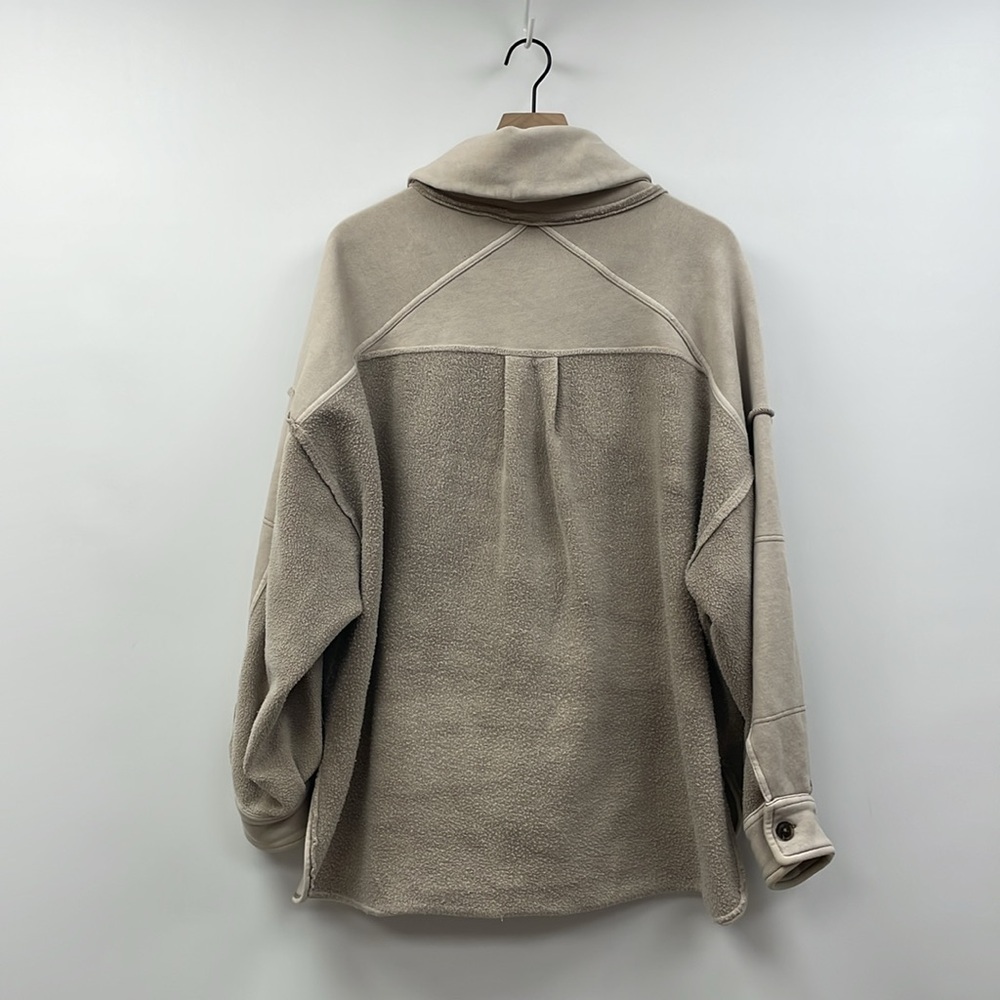 Free People Jordan Sherpa Teddy Slouchy Oversized Jacket Boho Tan Medium - Picture 7 of 11